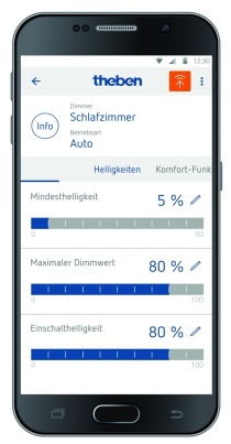 Theben-App f?r Universaldimmer „Dimax“ f?r LED-Leuchten